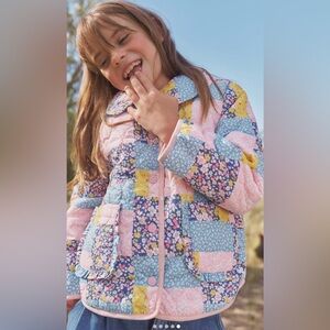 Mini Boden Kids Floral Patchwork Quilt jacket - Blue, Pink, Yellow